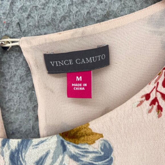 Vince Camuto Dress Womens Medium Beige Multi Floral Fit & Flare Flutter Sleeve - Picture 5 of 9